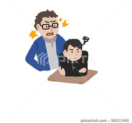 A male student who is scolded by the teacher 98811408