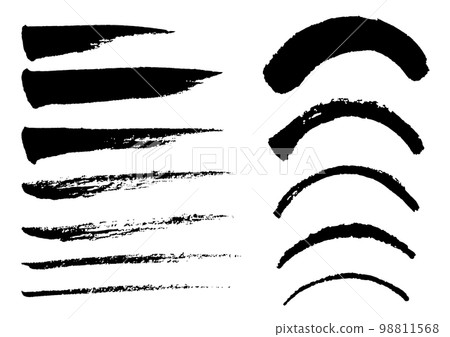 A set of brush lines and arcs of various thicknesses 98811568