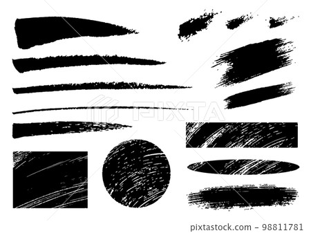 A set of blurred lines and squares written with a brush 98811781