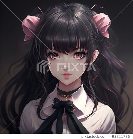 Gothic lady in anime style stock illustration. Illustration of