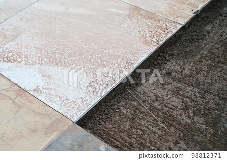 white tile and cement floor, construction industry white tile and cement floor, construction industry 98812371