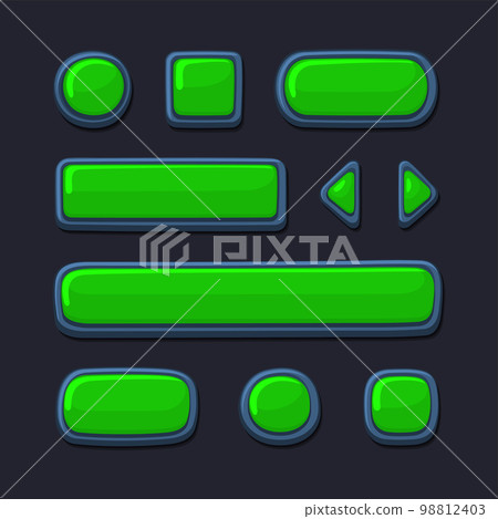 Casual Game UI Kit Buttons Set. Cartoon Style. Vector Casual Game UI Kit Buttons Set. Cartoon Style. Vector 98812403