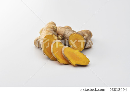 Autumn turmeric rhizome on white background 98812494