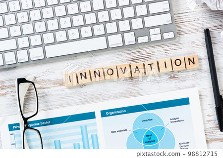 Innovation concept with letters on cubes Innovation concept with letters on cubes 98812715