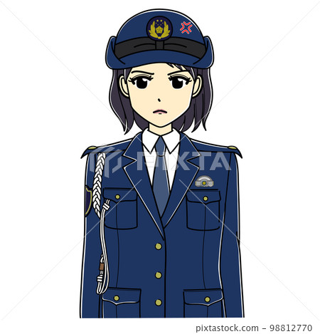 Female police officer with angry expression (upper body) 98812770