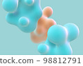 3D floating colored nanoparticles on blue background. 98812791