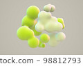 3D floating green cells on gray background. 98812793