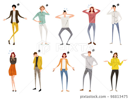 Vector illustration material: worried people, troubled people, person set 98813475