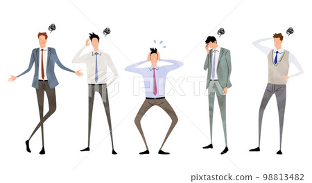 Vector illustration material: Worried men, troubled people, business person set 98813482