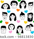 Couple in love seamless pattern. Guy and girl face 98813830