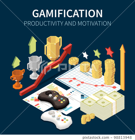 Business Gamification Isometric Concept Business Gamification Isometric Concept 98813948