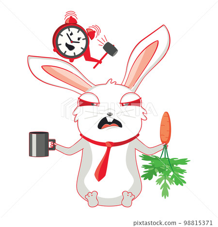 White bunny and alarm clock White bunny and alarm clock 98815371