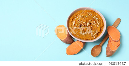 Concept of tasty food, sweet potato puree, space for text 98815687