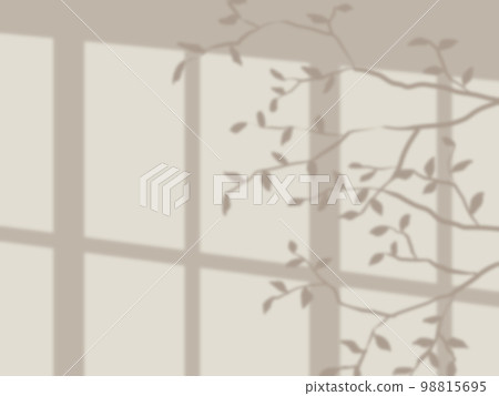 米色牆上有窗戶和樹影的時尚背景 98815695