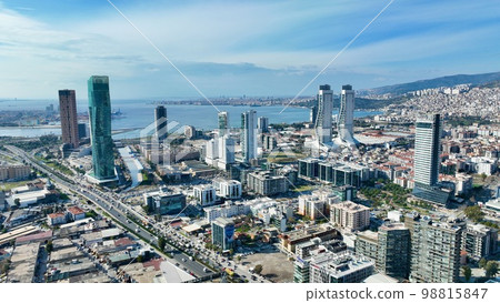 aerial view of izmir city with customs and sea view in skyscrapers area aerial view of izmir city with customs and sea view in skyscrapers area 98815847