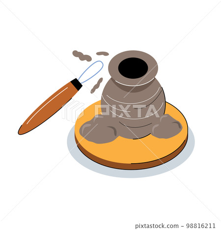pottery making with tools vector illustration pottery making with tools vector illustration 98816211