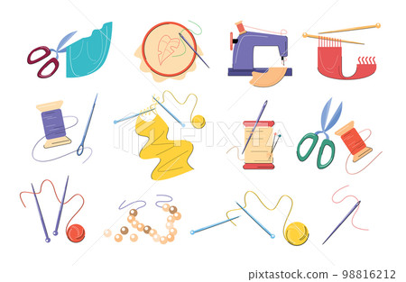 set of knitting and sewing hobby vector illustration set of knitting and sewing hobby vector illustration 98816212