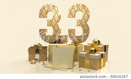 The 3.3 and gold gift box for marketing or sale promotion 3d rendering The 3.3 and gold gift box for marketing or sale promotion 3d rendering 98816267