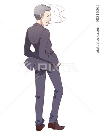 抽煙的西裝大叔畫像 抽煙的西裝大叔畫像 98816365