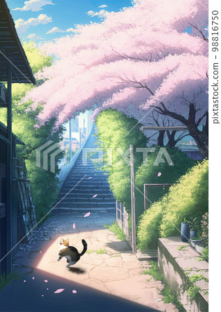 Cats, cherry blossoms, and spring light Cats, cherry blossoms, and spring light 98816750