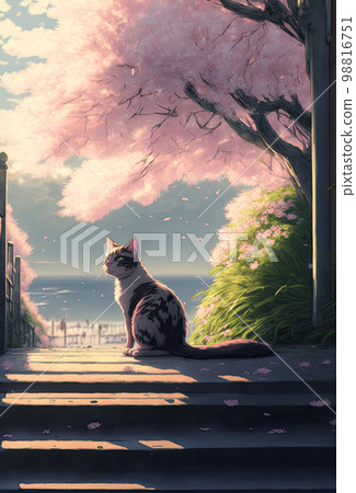 貓、櫻花和春光 貓、櫻花和春光 98816751