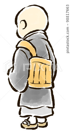 和尚背影手繪圖 98817663
