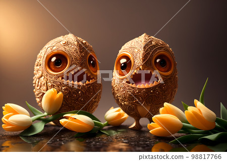 Cute and eerie duality depicted, AI generated Cute and eerie duality depicted, AI generated 98817766