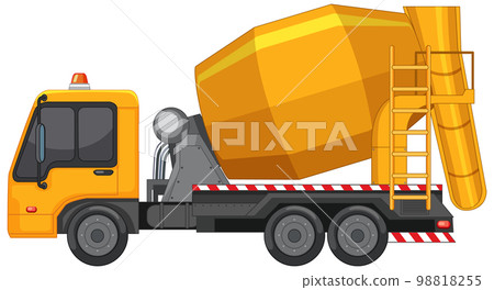 Concrete mixing truck on white background Concrete mixing truck on white background 98818255