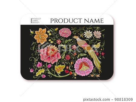 Fantasy flowers and pheasant bird in retro, vintage, chinese silk Fantasy flowers and pheasant bird in retro, vintage, chinese silk 98818309