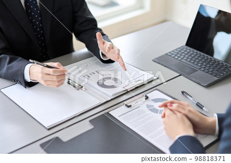 Hand of a businessman giving an explanation at a meeting Hand of a businessman giving an explanation at a meeting 98818371