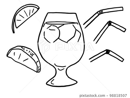 熱帶果汁線描簡單插畫手繪 熱帶果汁線描簡單插畫手繪 98818507