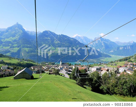 View to Lake Wallen from Sesselbahn Matstock (Amden, Switzerland) 98818868