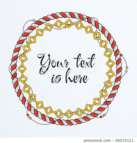 Round rope frame isolated on white background. Twisted cord Round rope frame isolated on white background. Twisted cord 98819121