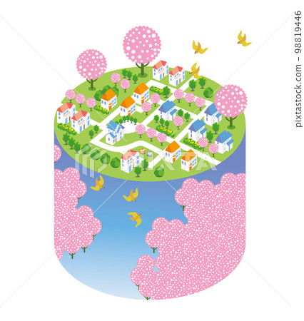 美麗的城市景觀，滿天繁星和生活風景。將自然與房屋融為一體的城市發展，人們可以在這裡過上明亮的生活。 98819446