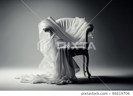 white chair and white silk fabric 98819706