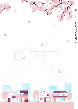Background material _ cityscape _ cherry blossoms 98819753