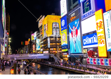 Night view of Dotonbori, Osaka, Glico Neon Night view of Dotonbori, Osaka, Glico Neon 98820209
