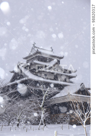 National Treasure Matsue Castle in Matsue City, Shimane Prefecture in the snow National Treasure Matsue Castle in Matsue City, Shimane Prefecture in the snow 98820317