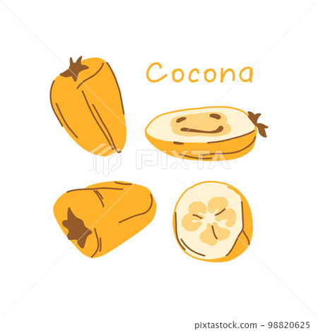 South american cocona fruit isolated on white background. whole fruit, half fruit, cut. South american cocona fruit isolated on white background. whole fruit, half fruit, cut. 98820625