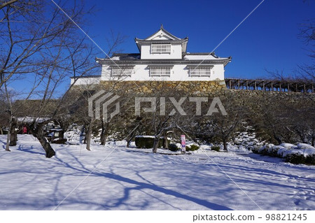 岡山縣津山市賞櫻百選之一的“鶴山公園(津山城前)”:雪景 岡山縣津山市賞櫻百選之一的“鶴山公園(津山城前)”:雪景 98821245