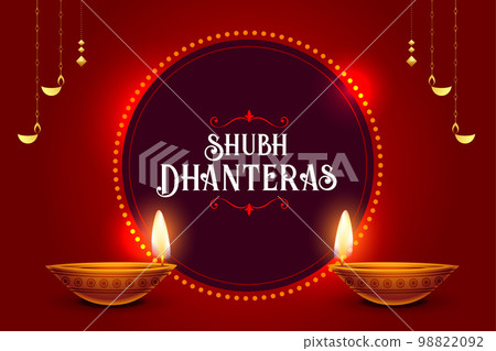 traditional shubh dhanteras bright background with diya design 98822092