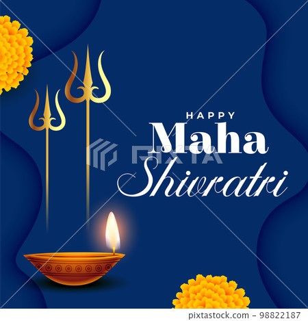 decorative maha shivratri religious background with glowing diya 98822187