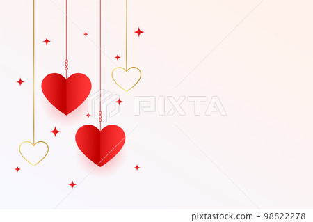 valentines day greeting with paper style hanging hearts and text space valentines day greeting with paper style hanging hearts and text space 98822278