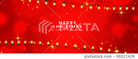shiny merry christmas red bokeh banner with light string shiny merry christmas red bokeh banner with light string 98822426