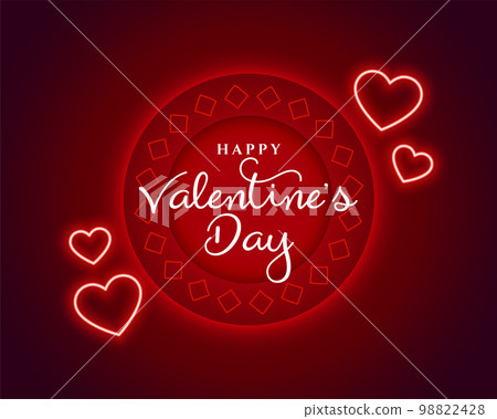 glowing neon red hearts valentines day lovely background glowing neon red hearts valentines day lovely background 98822428