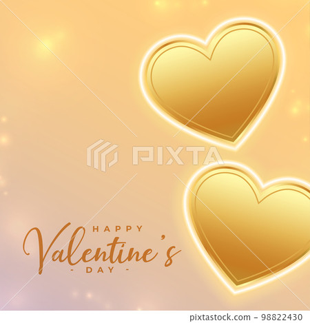 valentine's day shiny background with two golden hearts valentine's day shiny background with two golden hearts 98822430