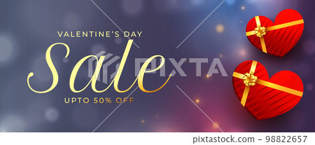shiny valentines day sale banner with heart shape gift box shiny valentines day sale banner with heart shape gift box 98822657