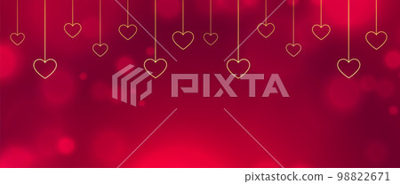 hanging style golden hearts shiny banner for social media post hanging style golden hearts shiny banner for social media post 98822671