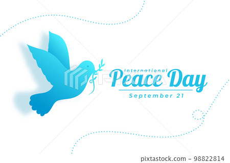 world peace day banner with isolated dove and leaf design vector illustration 98822814