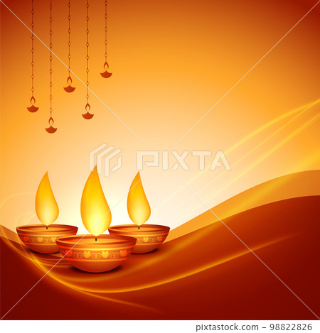 shubh diwali greeting card with diya and text space vector illustration 98822826